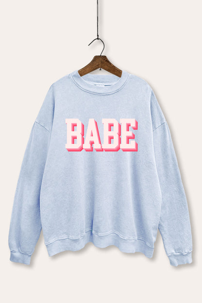 Babe Typography Mineral Wash Sweatshirt