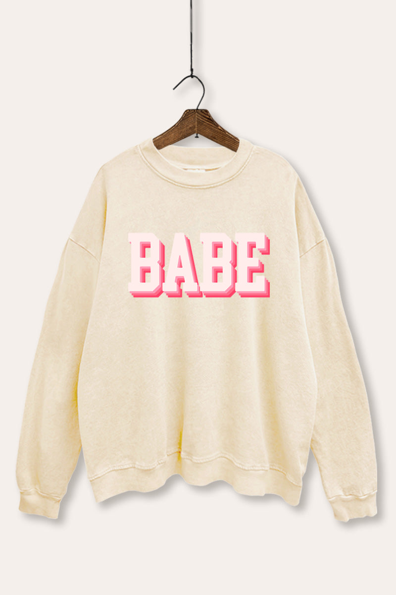 Babe Typography Mineral Wash Sweatshirt