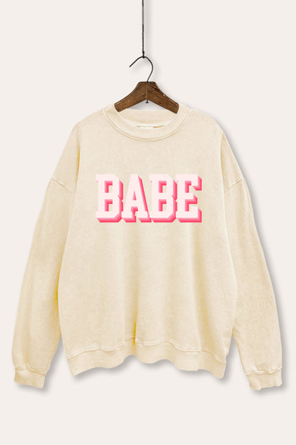 Babe Typography Mineral Wash Sweatshirt