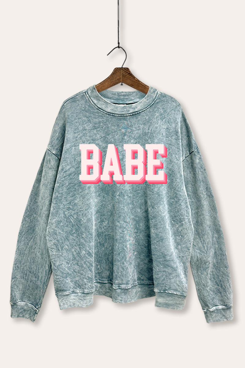 Babe Typography Mineral Wash Sweatshirt