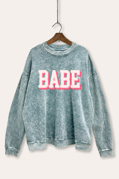 Babe Typography Mineral Wash Sweatshirt