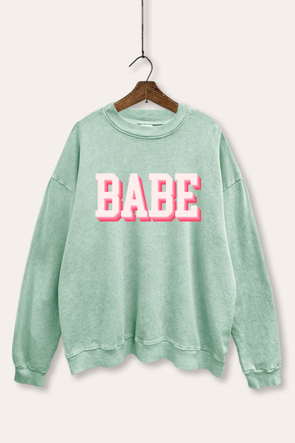 Babe Typography Mineral Wash Sweatshirt