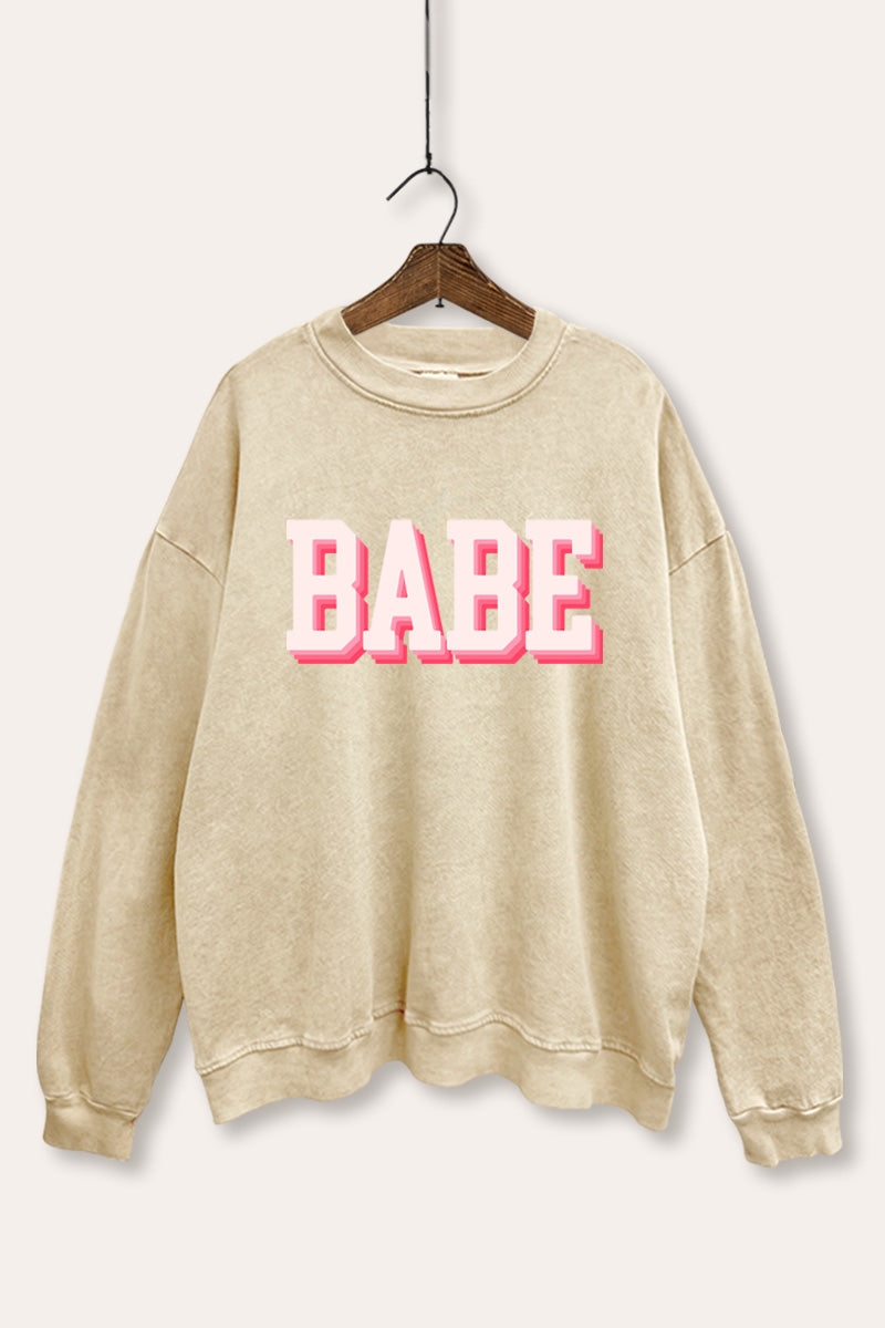 Babe Typography Mineral Wash Sweatshirt