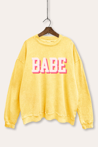Babe Typography Mineral Wash Sweatshirt