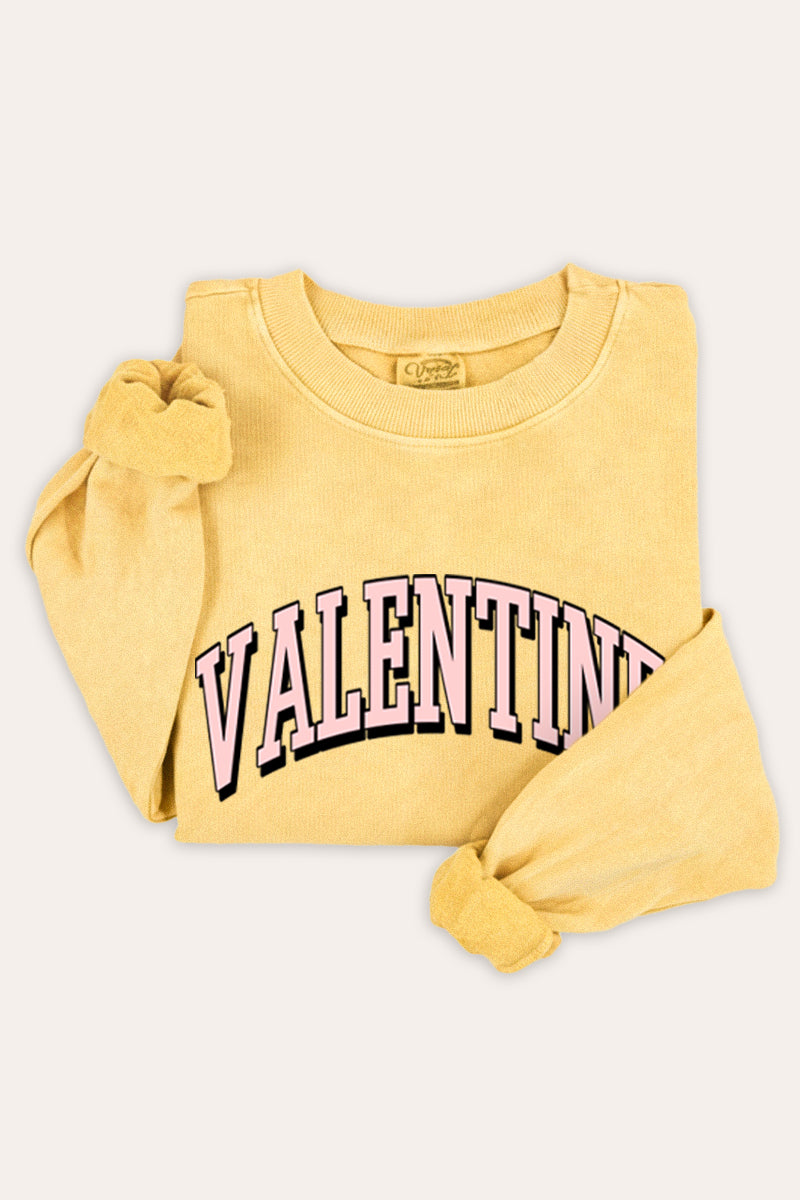 Valentine Collegiate Typography Mineral Wash Sweatshirt