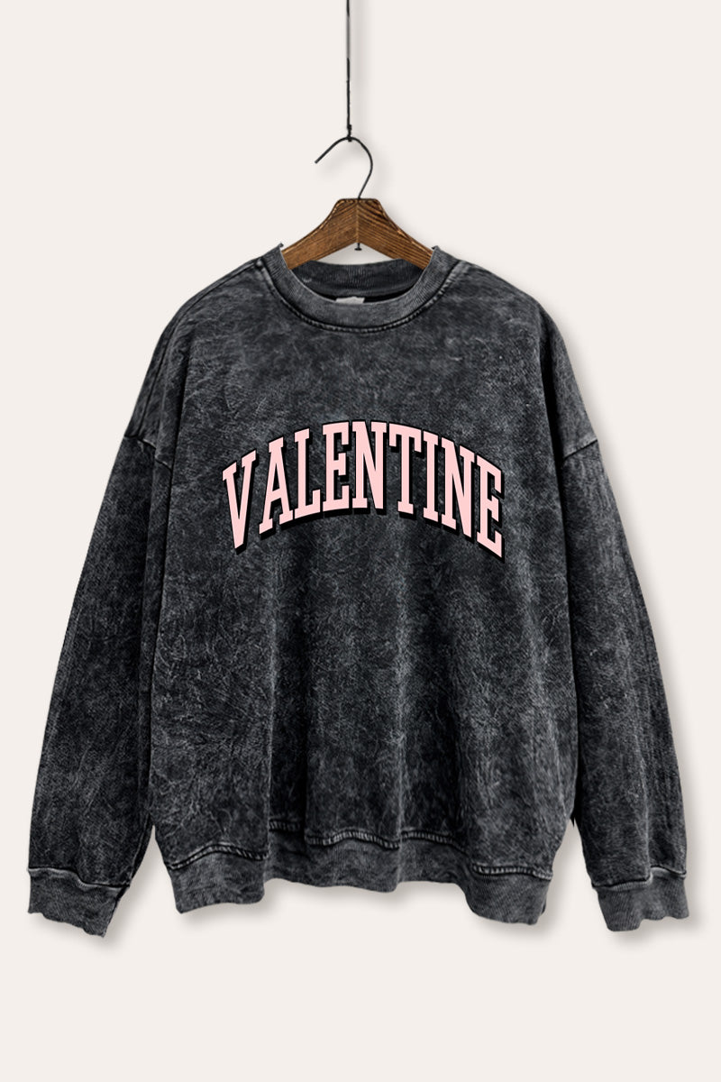 Valentine Collegiate Typography Mineral Wash Sweatshirt
