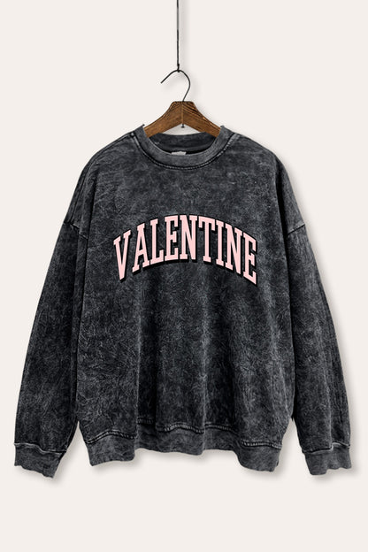Valentine Collegiate Typography Mineral Wash Sweatshirt