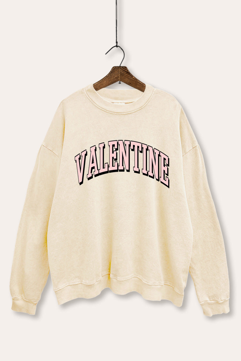 Valentine Collegiate Typography Mineral Wash Sweatshirt