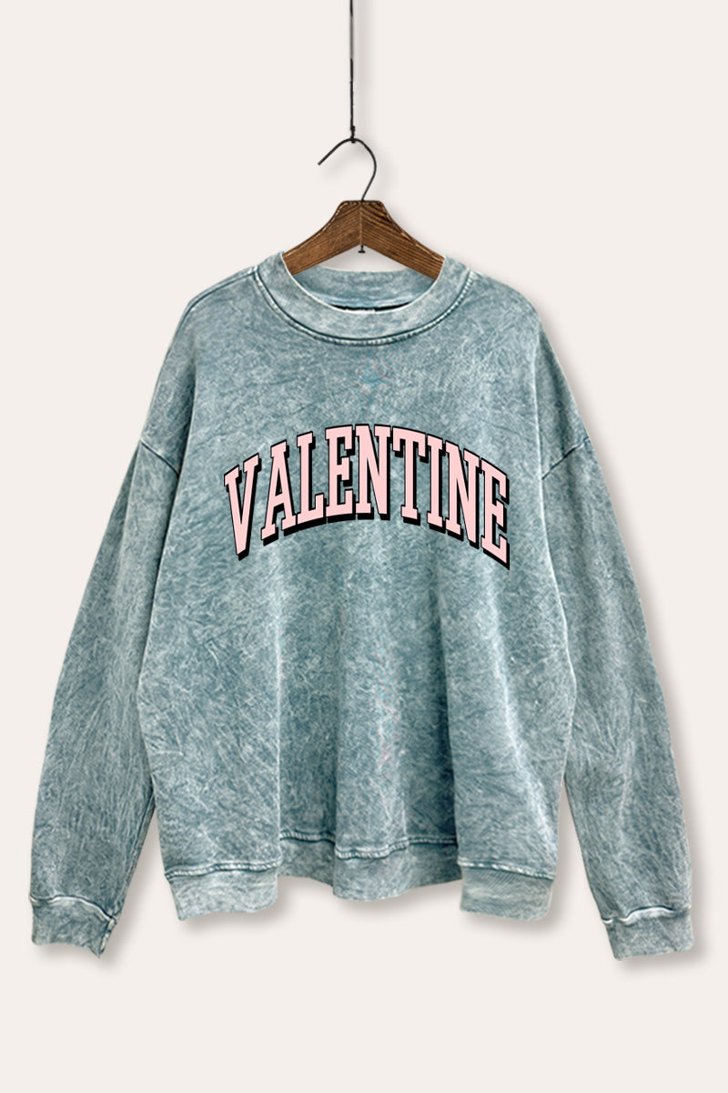 Valentine Collegiate Typography Mineral Wash Sweatshirt