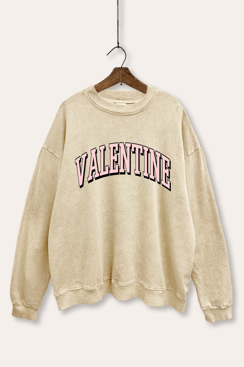 Valentine Collegiate Typography Mineral Wash Sweatshirt