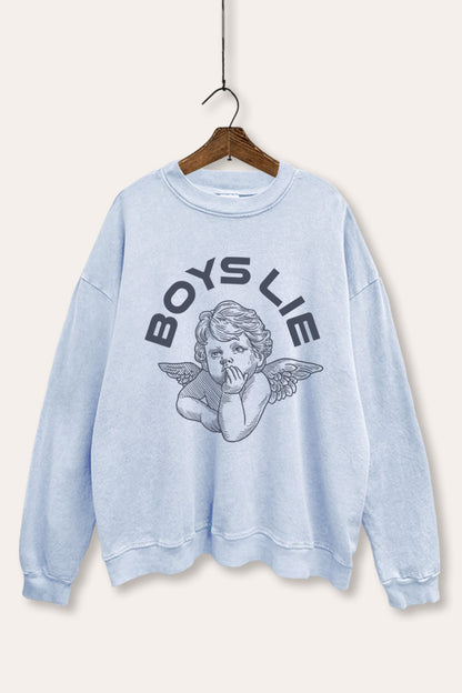 Boys Lie Angel Graphic Mineral Wash Sweatshirt