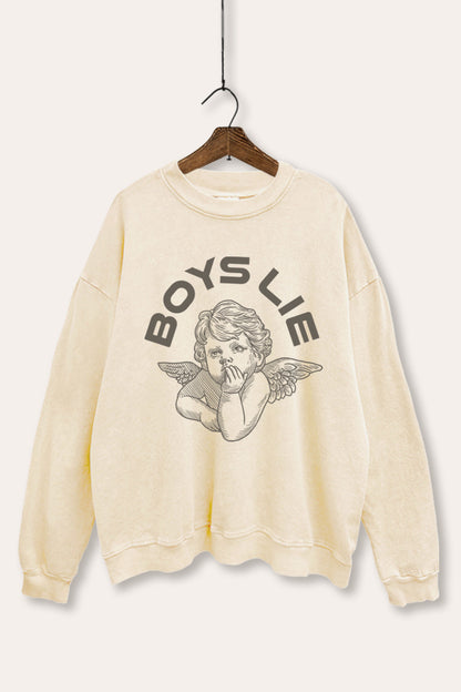 Boys Lie Angel Graphic Mineral Wash Sweatshirt