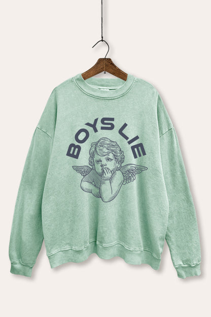Boys Lie Angel Graphic Mineral Wash Sweatshirt