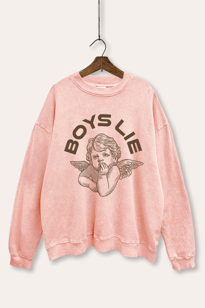 Boys Lie Angel Graphic Mineral Wash Sweatshirt