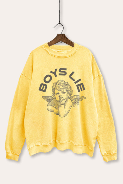 Boys Lie Angel Graphic Mineral Wash Sweatshirt