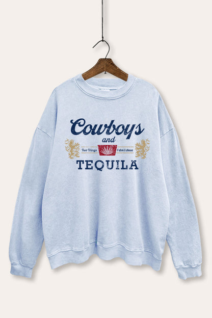 Cowboys & Tequila Graphic Mineral Wash Sweatshirt