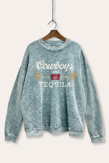 Cowboys & Tequila Graphic Mineral Wash Sweatshirt