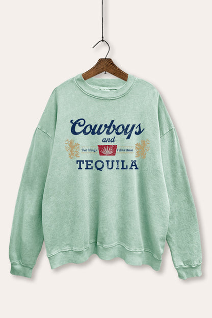 Cowboys & Tequila Graphic Mineral Wash Sweatshirt