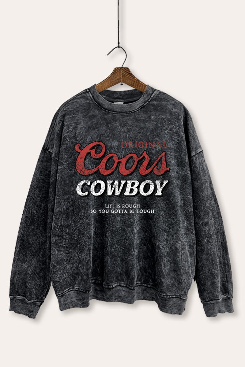 "coors cowboy" mineral wash graphic sweatshirt