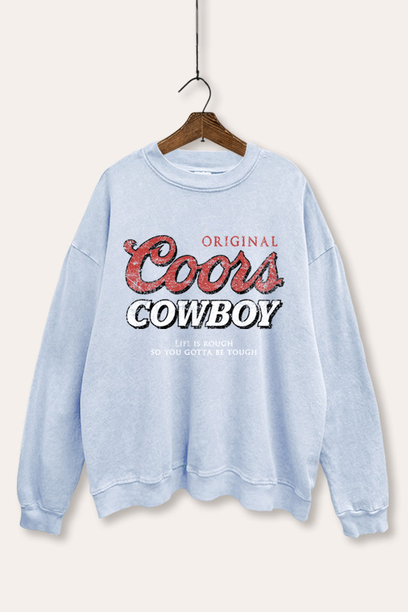 "coors cowboy" mineral wash graphic sweatshirt