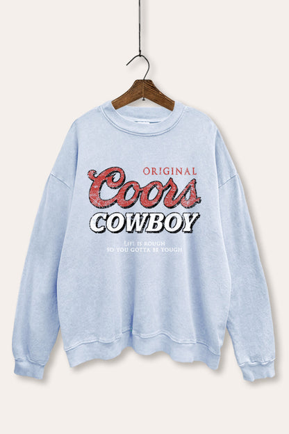 Coors Cowboy Western Graphic Mineral Wash Sweatshirt