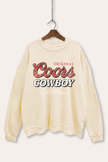 Coors Cowboy Western Graphic Mineral Wash Sweatshirt