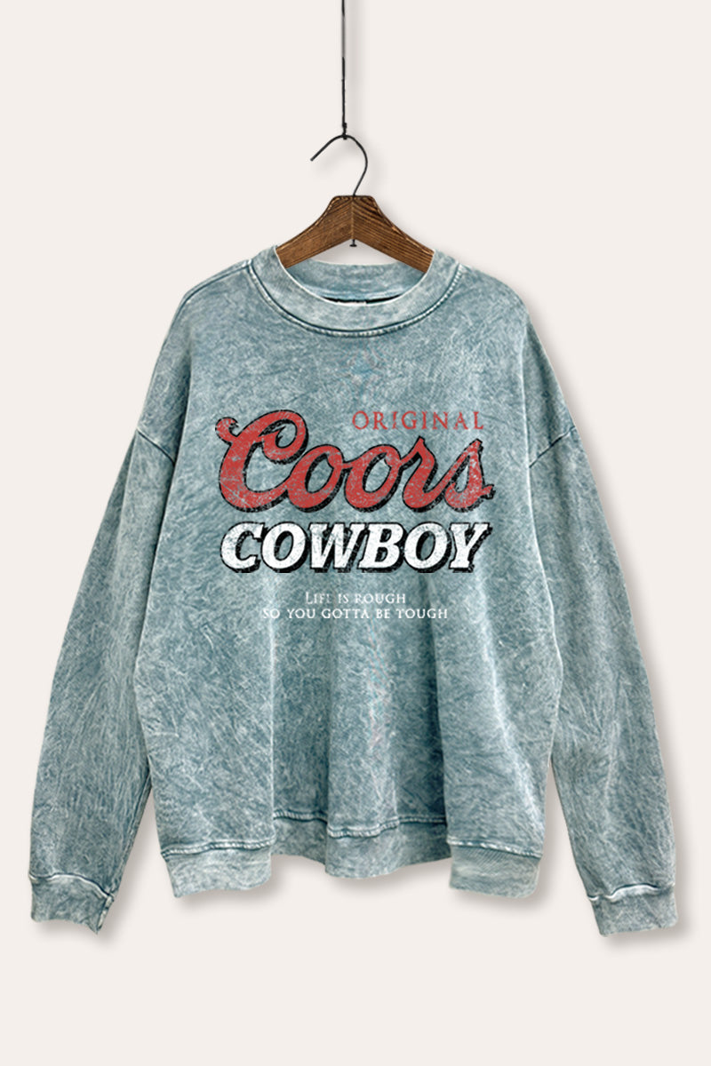 "coors cowboy" mineral wash graphic sweatshirt