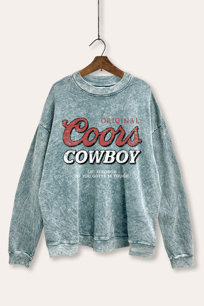 Coors Cowboy Western Graphic Mineral Wash Sweatshirt