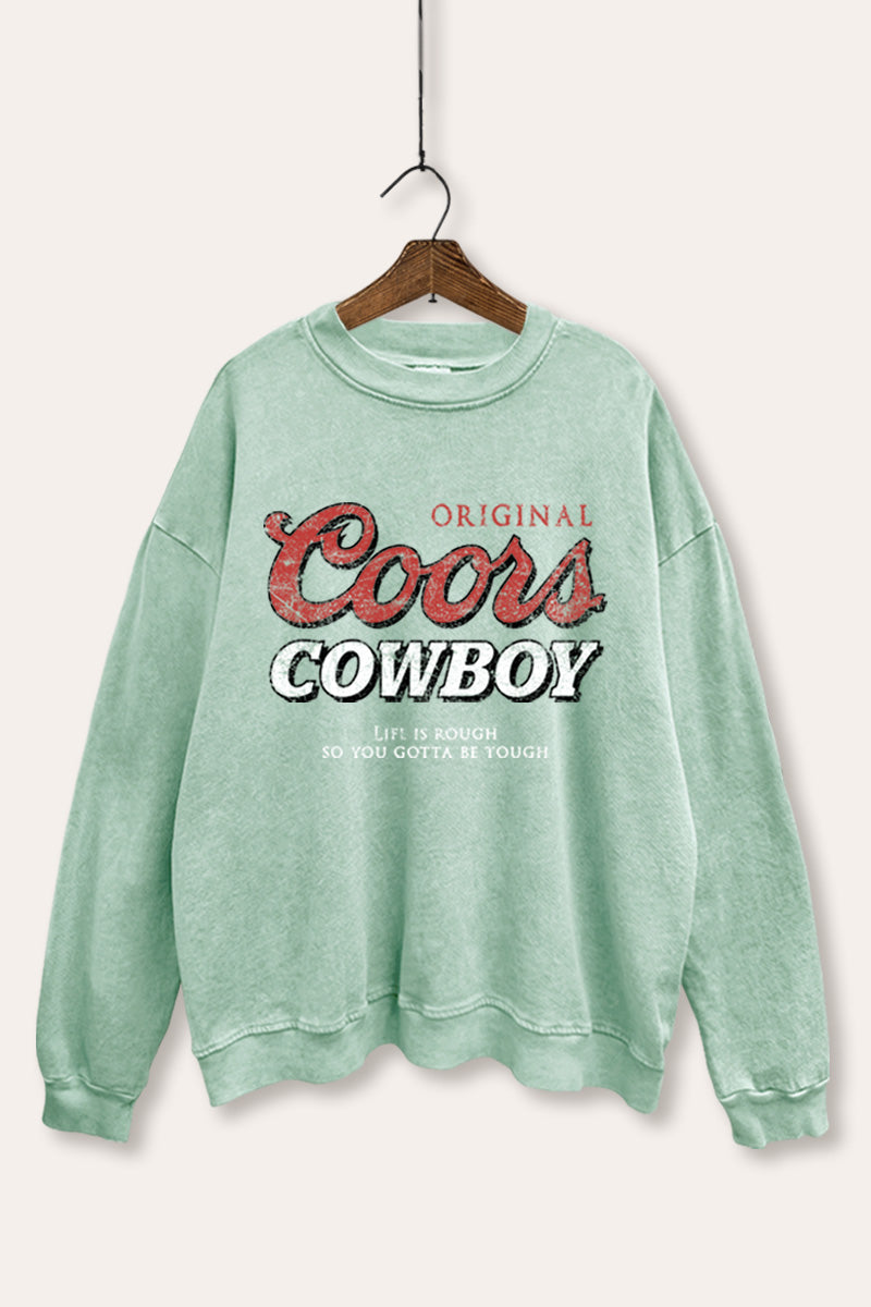 "coors cowboy" mineral wash graphic sweatshirt