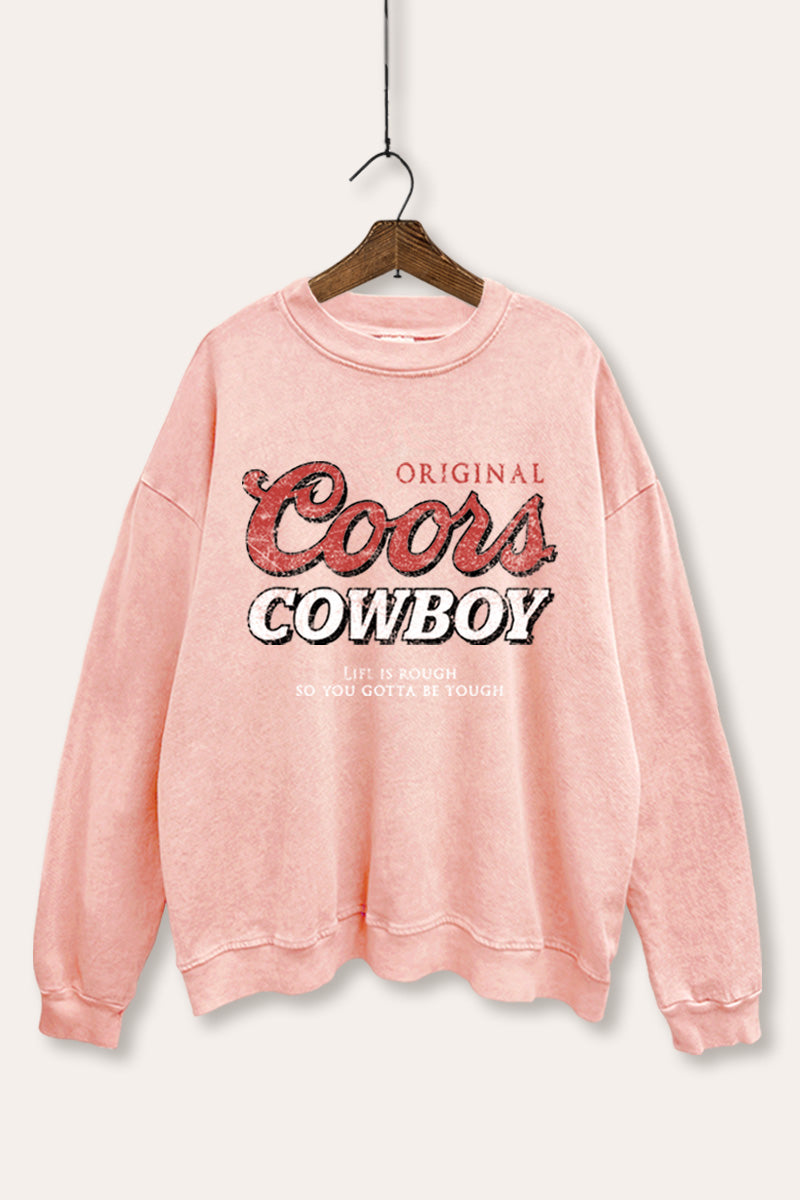 "coors cowboy" mineral wash graphic sweatshirt