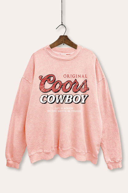 Coors Cowboy Western Graphic Mineral Wash Sweatshirt