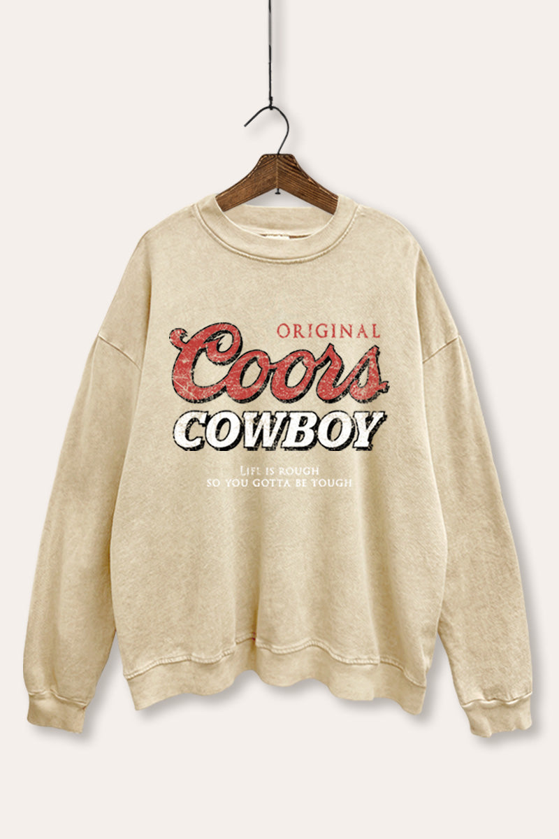 "coors cowboy" mineral wash graphic sweatshirt