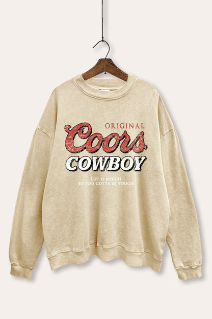 Coors Cowboy Western Graphic Mineral Wash Sweatshirt