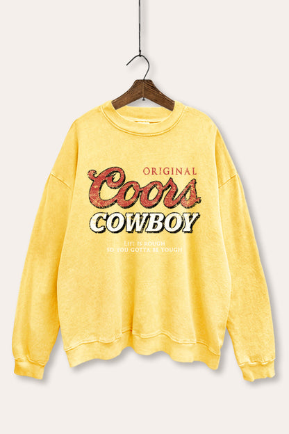 Coors Cowboy Western Graphic Mineral Wash Sweatshirt