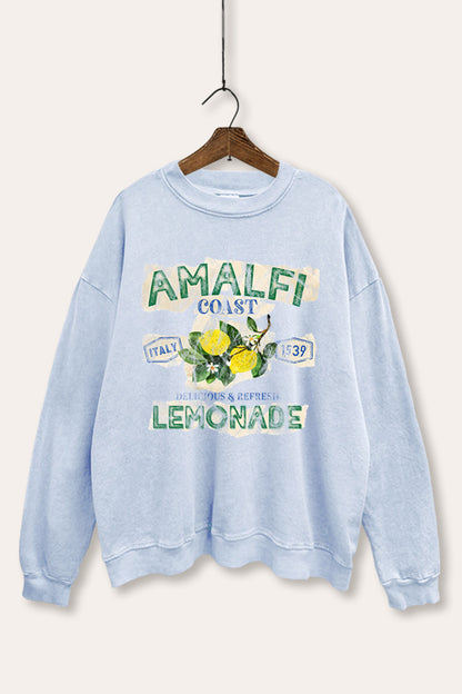 Amalfi Coast Lemon Fruit Graphic Mineral Wash Sweatshirt