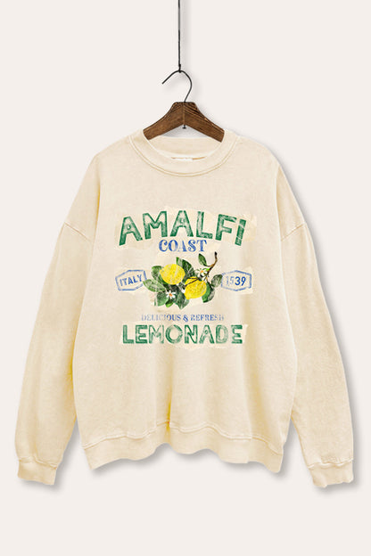 Amalfi Coast Lemon Fruit Graphic Mineral Wash Sweatshirt