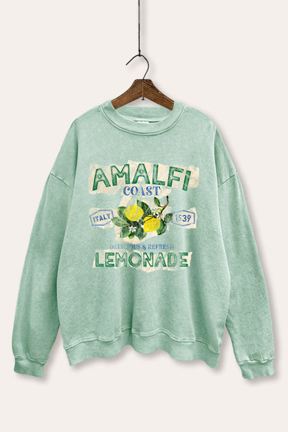 Amalfi Coast Lemon Fruit Graphic Mineral Wash Sweatshirt