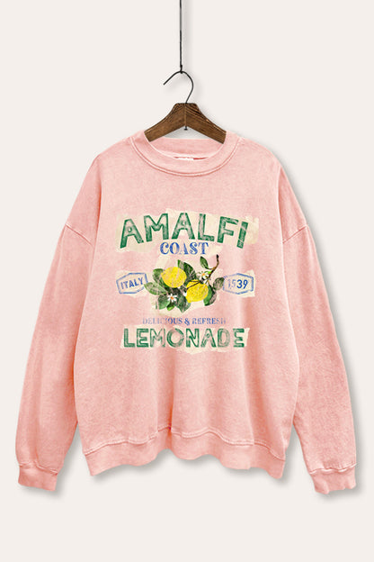 Amalfi Coast Lemon Fruit Graphic Mineral Wash Sweatshirt