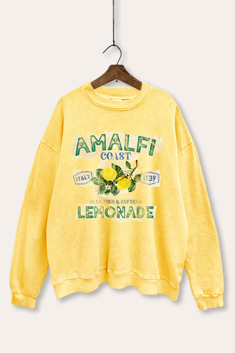 "amalfi coast lemonade" mineral wash graphic sweatshirt