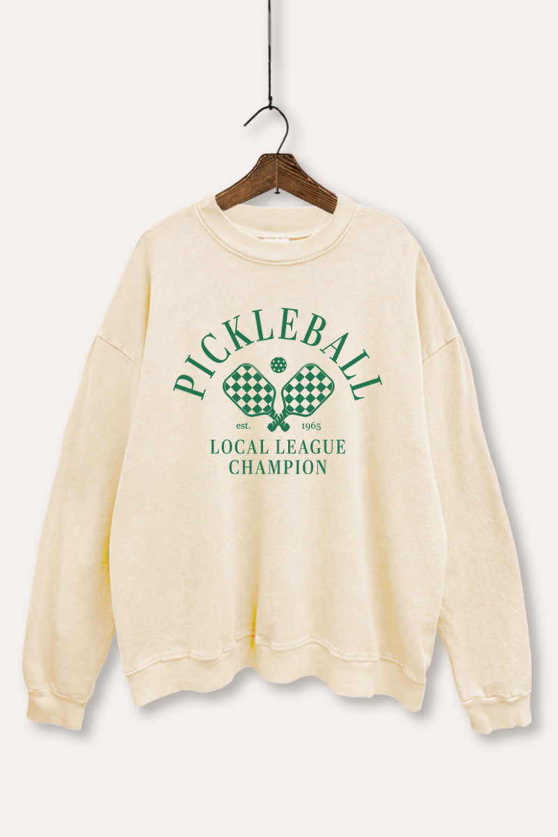"pickleball champion" graphic mineral wash sweatshirt