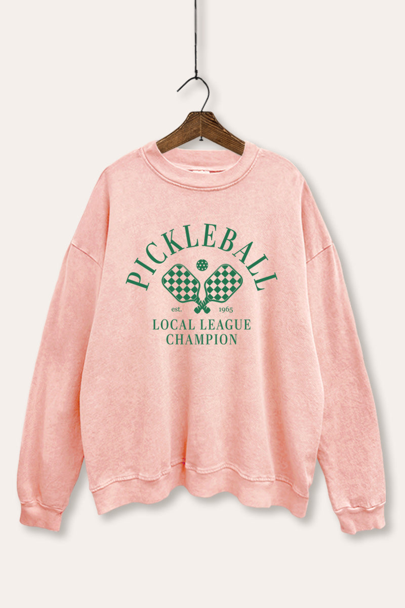 "pickleball champion" graphic mineral wash sweatshirt