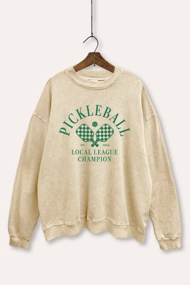 "pickleball champion" graphic mineral wash sweatshirt