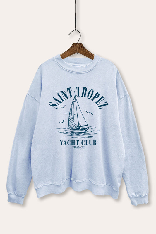 saint tropez yacht club graphic mineral wash sweatshirt