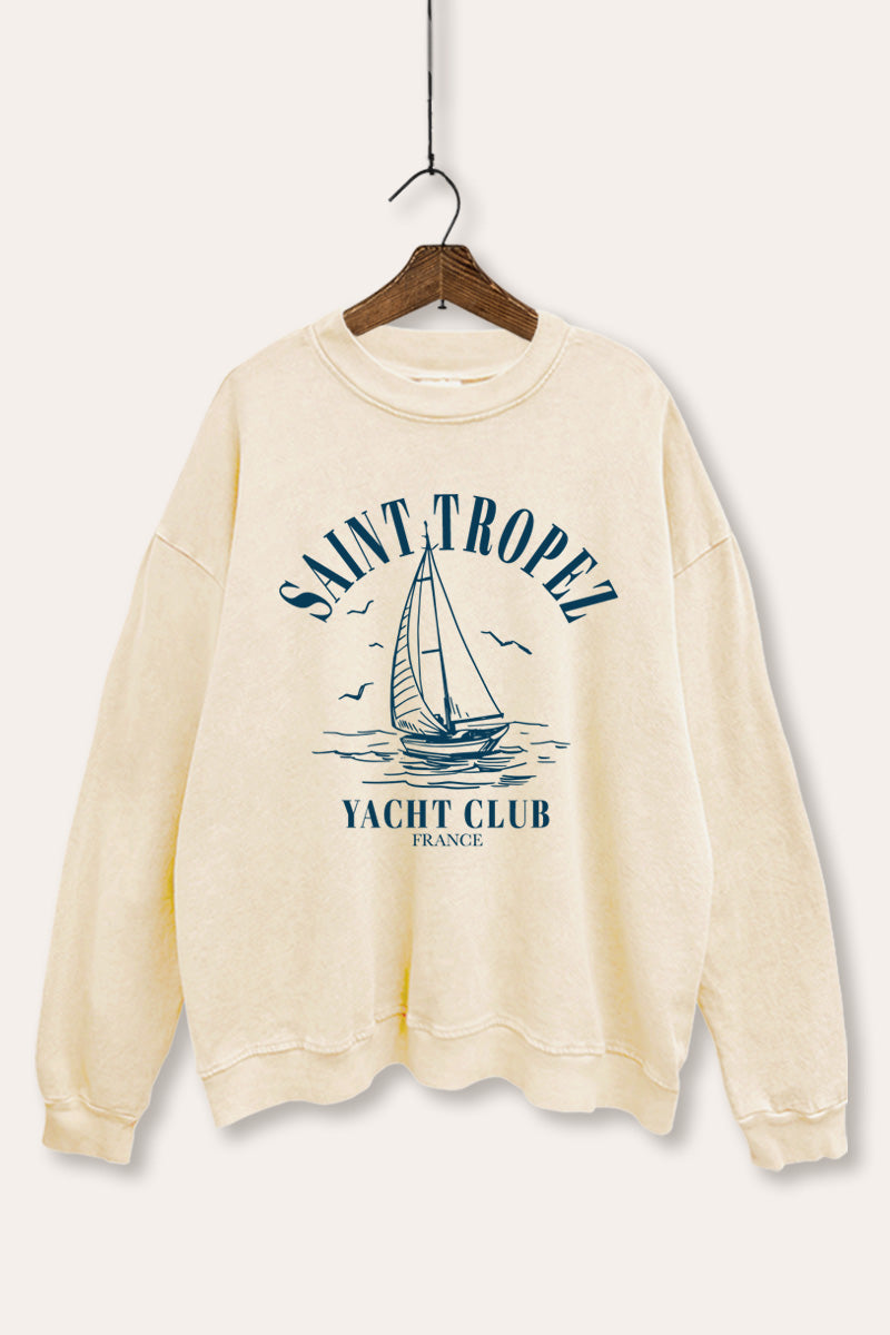 saint tropez yacht club graphic mineral wash sweatshirt