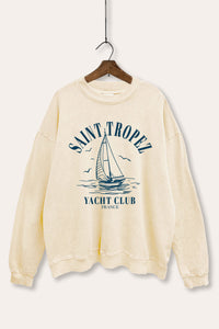 saint tropez yacht club graphic mineral wash sweatshirt