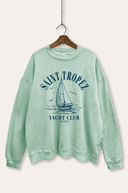 France Yacht Club Coastal Graphic Mineral Wash Sweatshirt