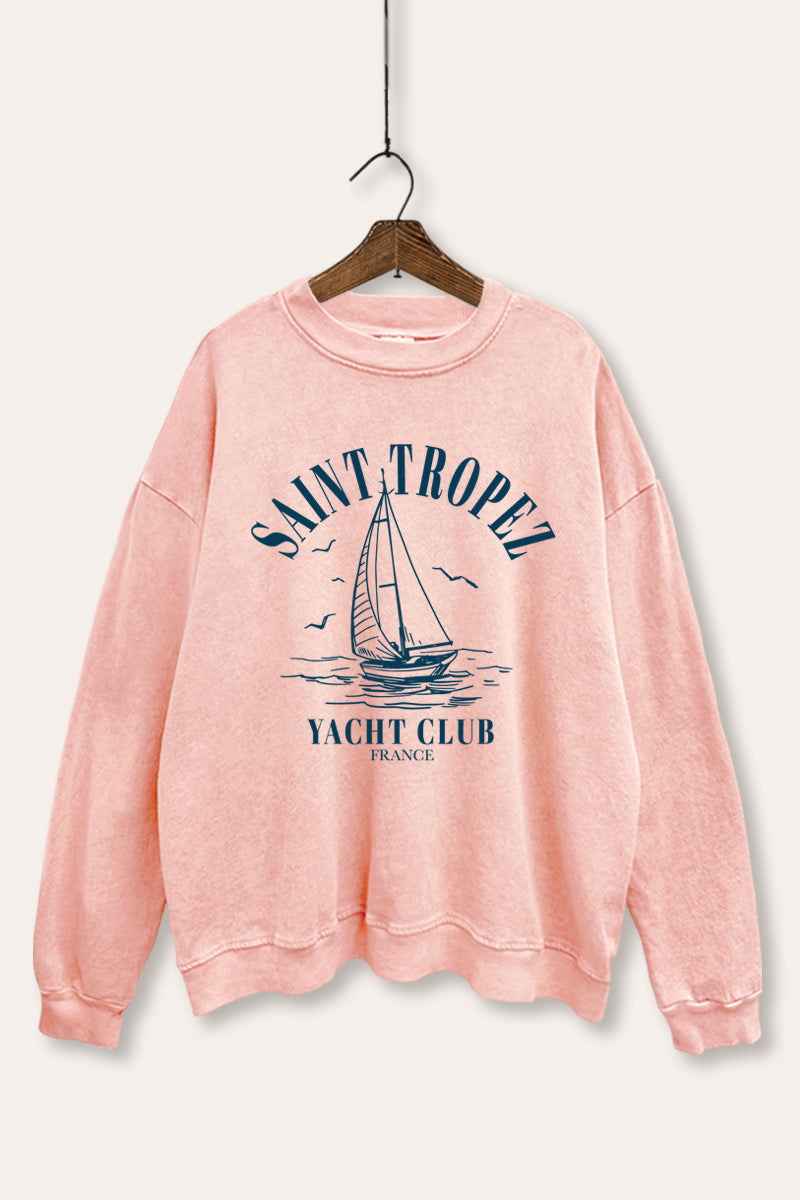 saint tropez yacht club graphic mineral wash sweatshirt