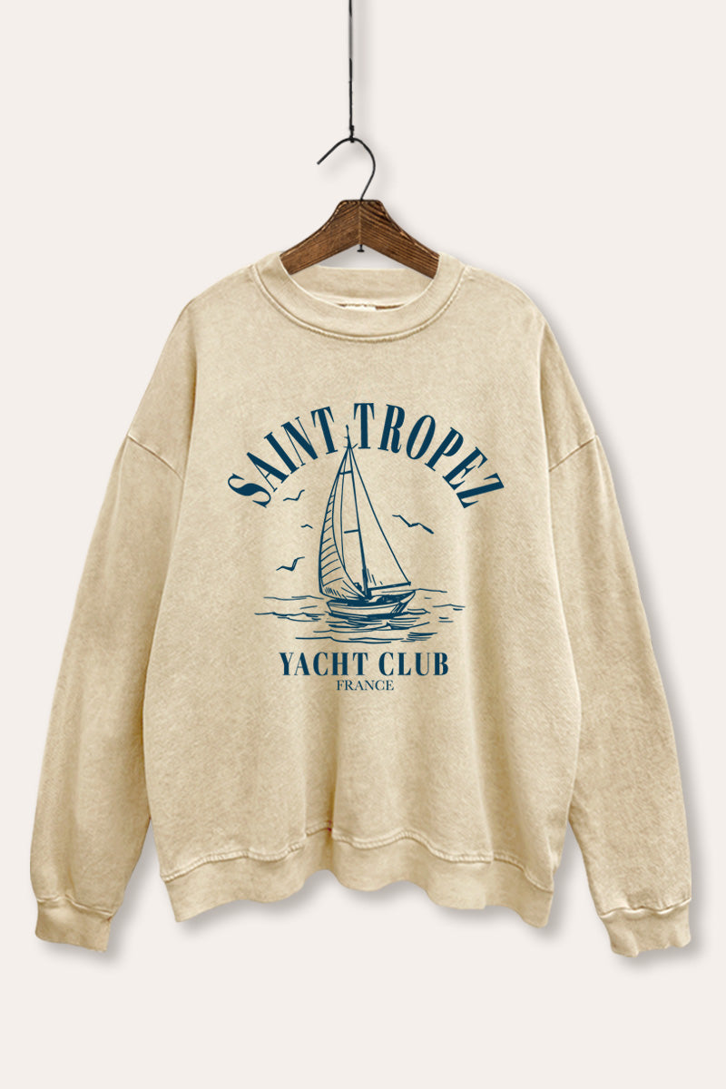 saint tropez yacht club graphic mineral wash sweatshirt