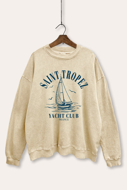France Yacht Club Coastal Graphic Mineral Wash Sweatshirt