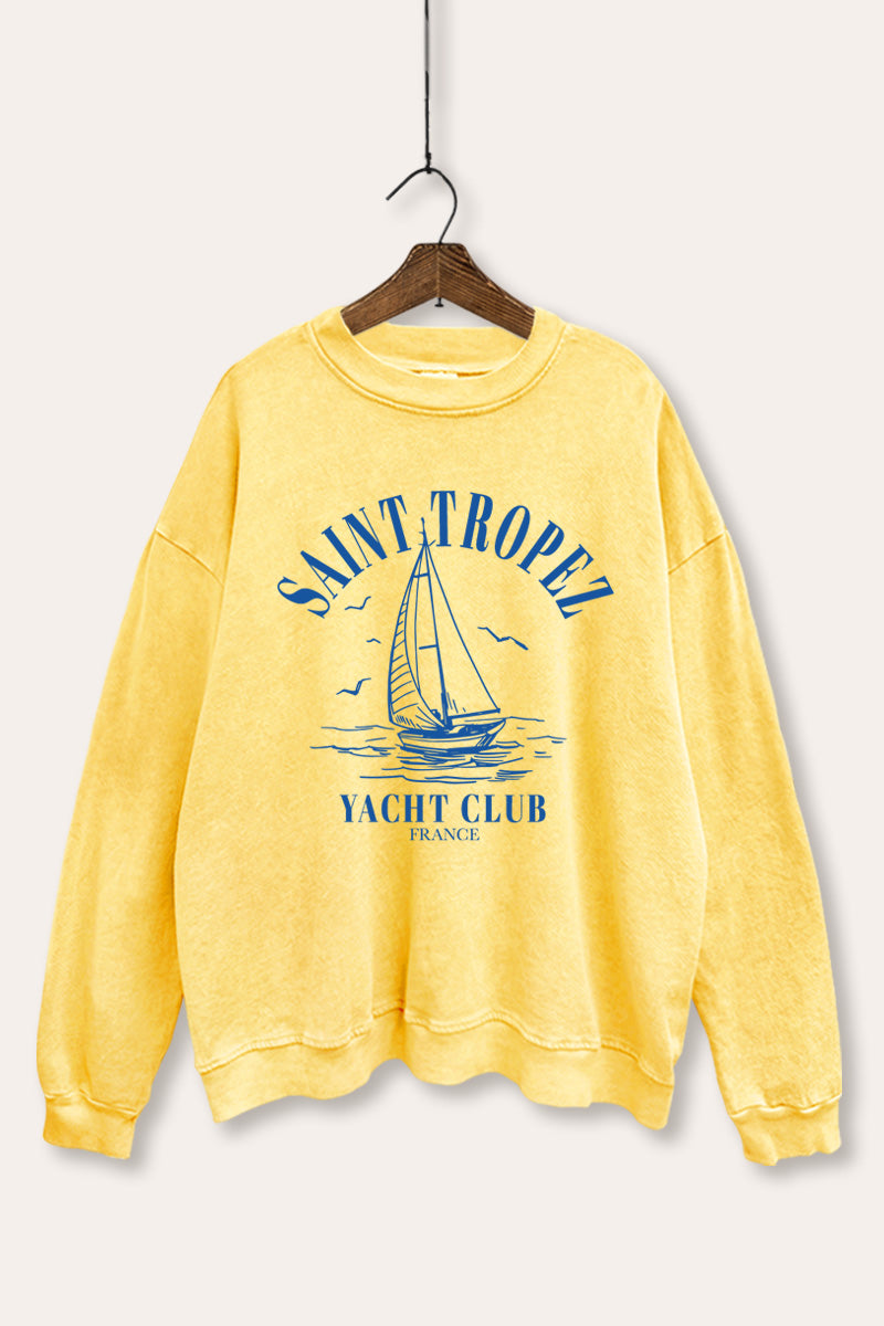 saint tropez yacht club graphic mineral wash sweatshirt